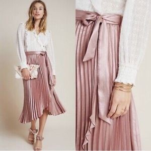 Anthropologie Maeve Rose Gold Pleated Skirt
